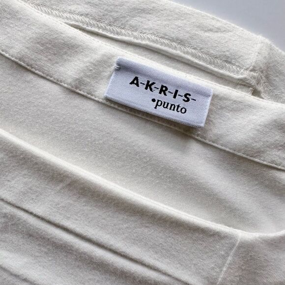 Akris Punto Ivory Stretch Modal Knit Top w/ Origami Fold Style Pleat Panel 8 US - Picture 13 of 16